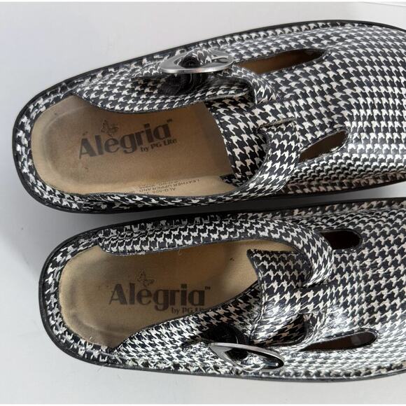 Alegria Clogs Size 37 Houndstooth Neutral Comfortable Cushioned Work Travel - Picture 7 of 7